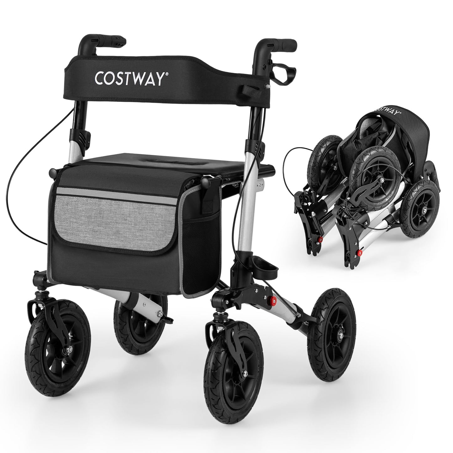 Walker for Seniors with Seat Folding Rollator Walker with Pneumatic Tires