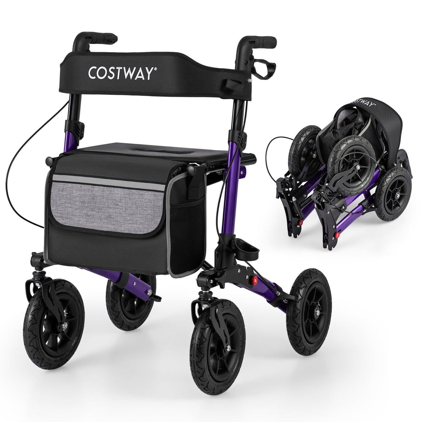Walker for Seniors with Seat Folding Rollator Walker with Pneumatic Tires