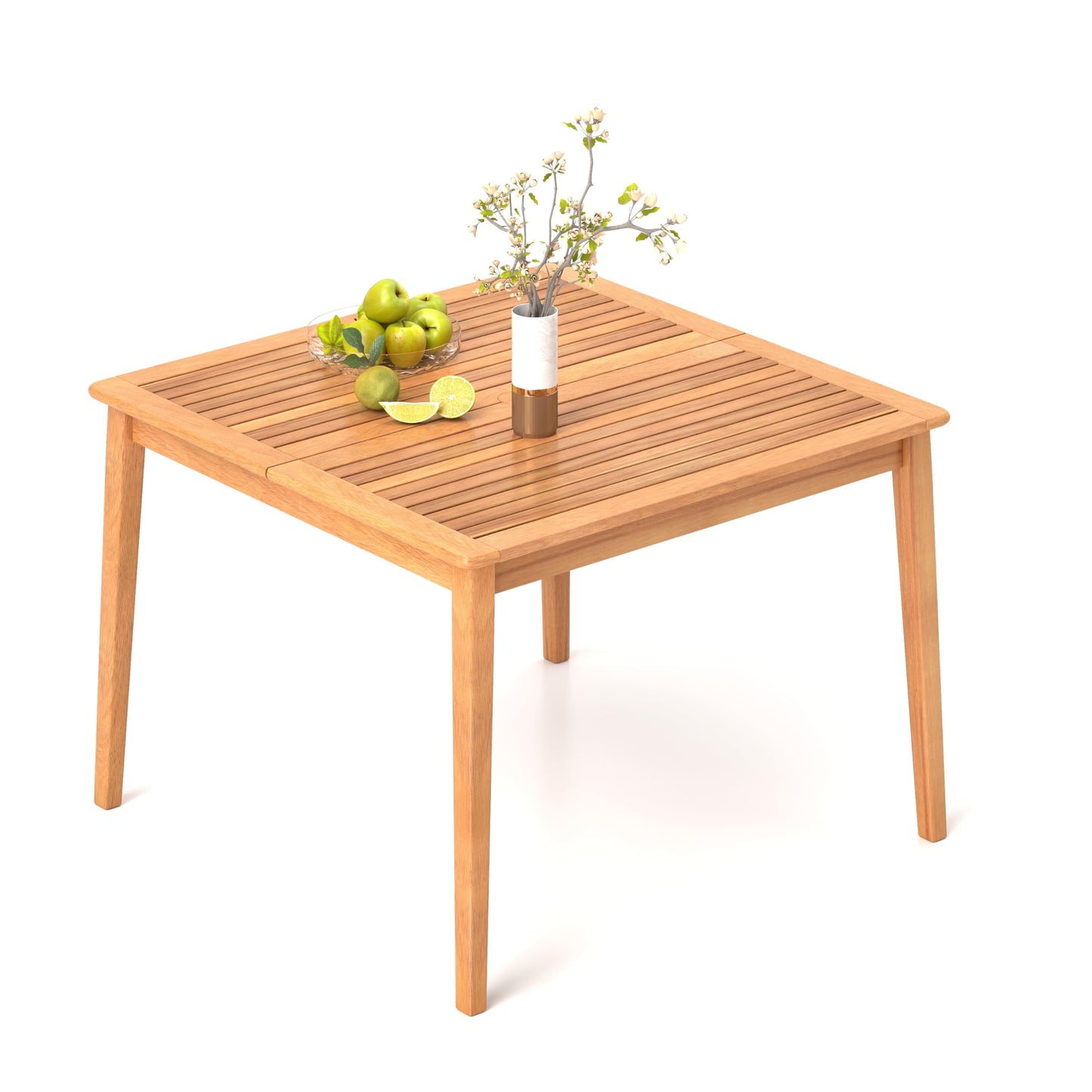 Outdoor Dining Table with Umbrella Hole for Balcony Backyard Deck Lawn