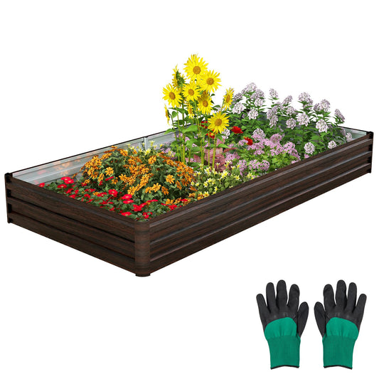 240 x 120 x 30 cm Metal Rectangular Raised Garden Bed with Open Bottom