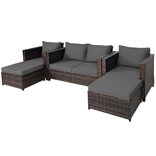 5 Pieces Outdoor Rattan Patio Furniture Set with Removable Cushions