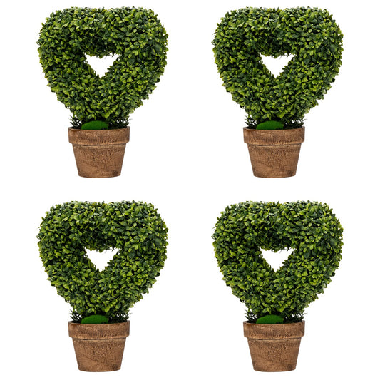 4 Pieces Heart-Shape Artificial Plant Set