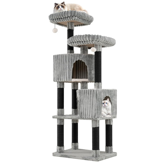 Cat Tree, 156cm Tall Multi-Layer Cats Tower with 2 Perch Beds