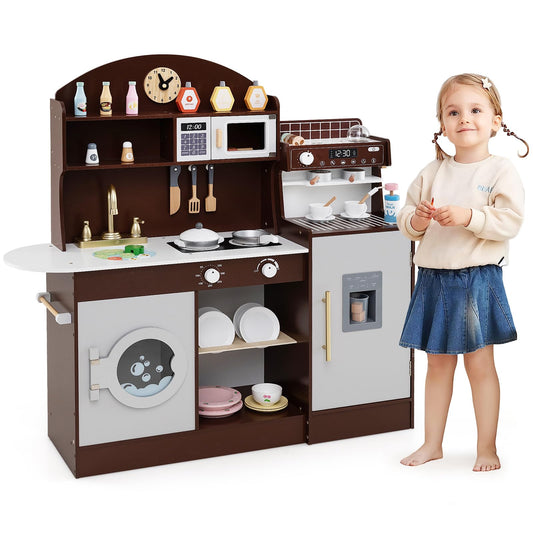 Pretend Play Kitchen with Sink and Microwave for 3+ Years