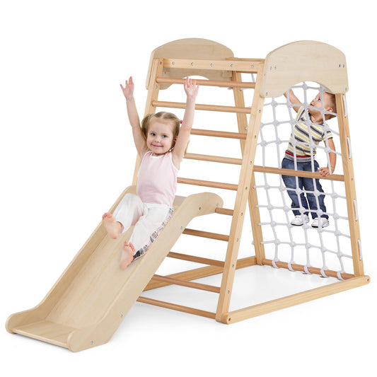 4-in-1 Jungle Gym Wooden Indoor Toddler Playground