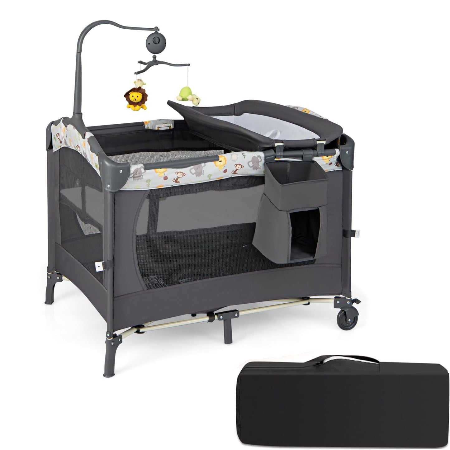 Foldable Baby Bedside Bassinet with Changing Table