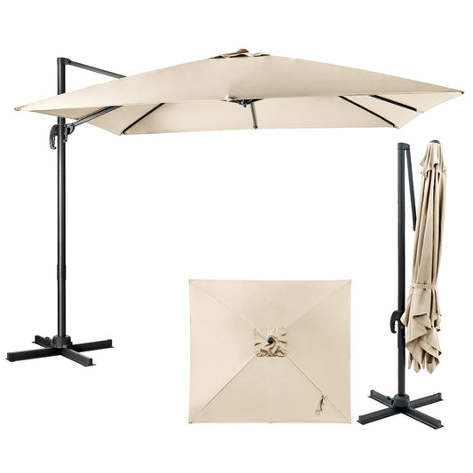 Patio Umbrella Square Offset with Cross Base and Tilt Adjustable