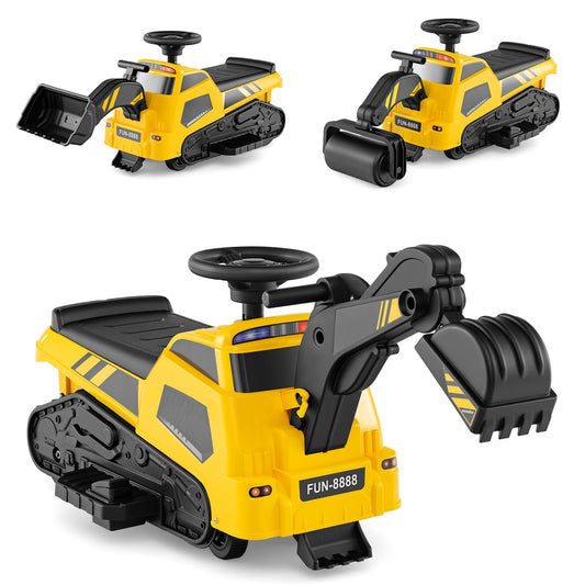 6V Electric Toy Bulldozer Excavator with Adjustable Arms Music