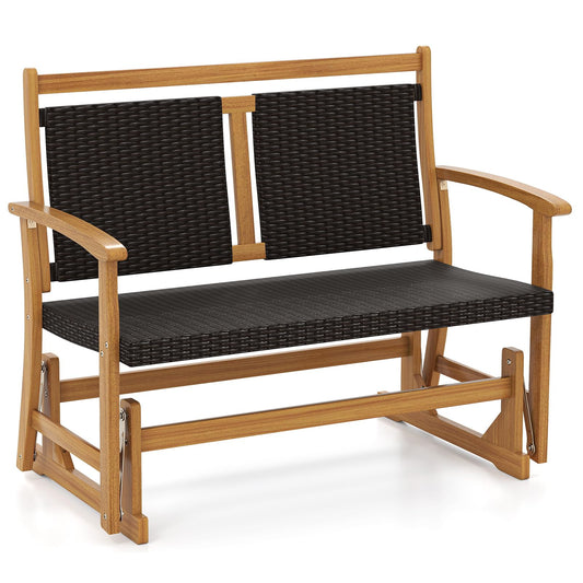 Patio Rattan Glider Bench Swing Gliding Rocker for 2