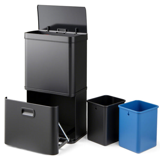 56L Stainless Steel Trash Can Touchless Recycling Garbage Bin