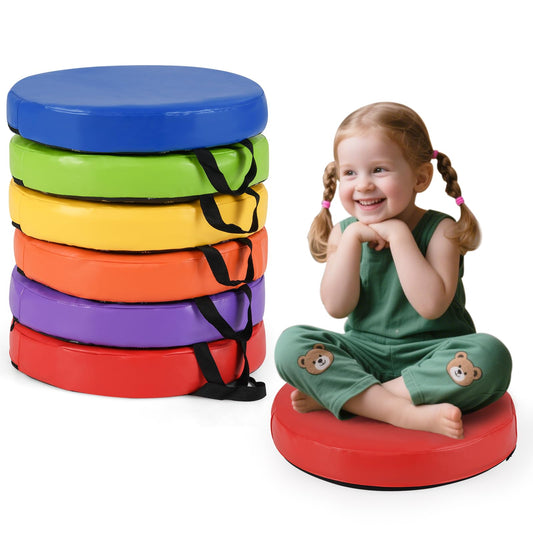 Round Seat Cushions with Handle 6 PCS Colorful Flexible Soft Foam Mat