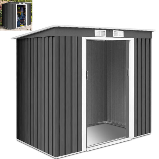 GiantexUK 7x4FT Metal Garden Shed, Outdoor Galvanized Storage House (7x4FT, 2 Vents)