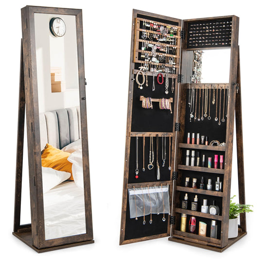 3-in-1 Mirrored Jewelry Armoire with Display Shelves