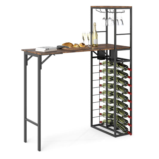 Bar Table with Foldable Tabletop for Dining Room and Living Room