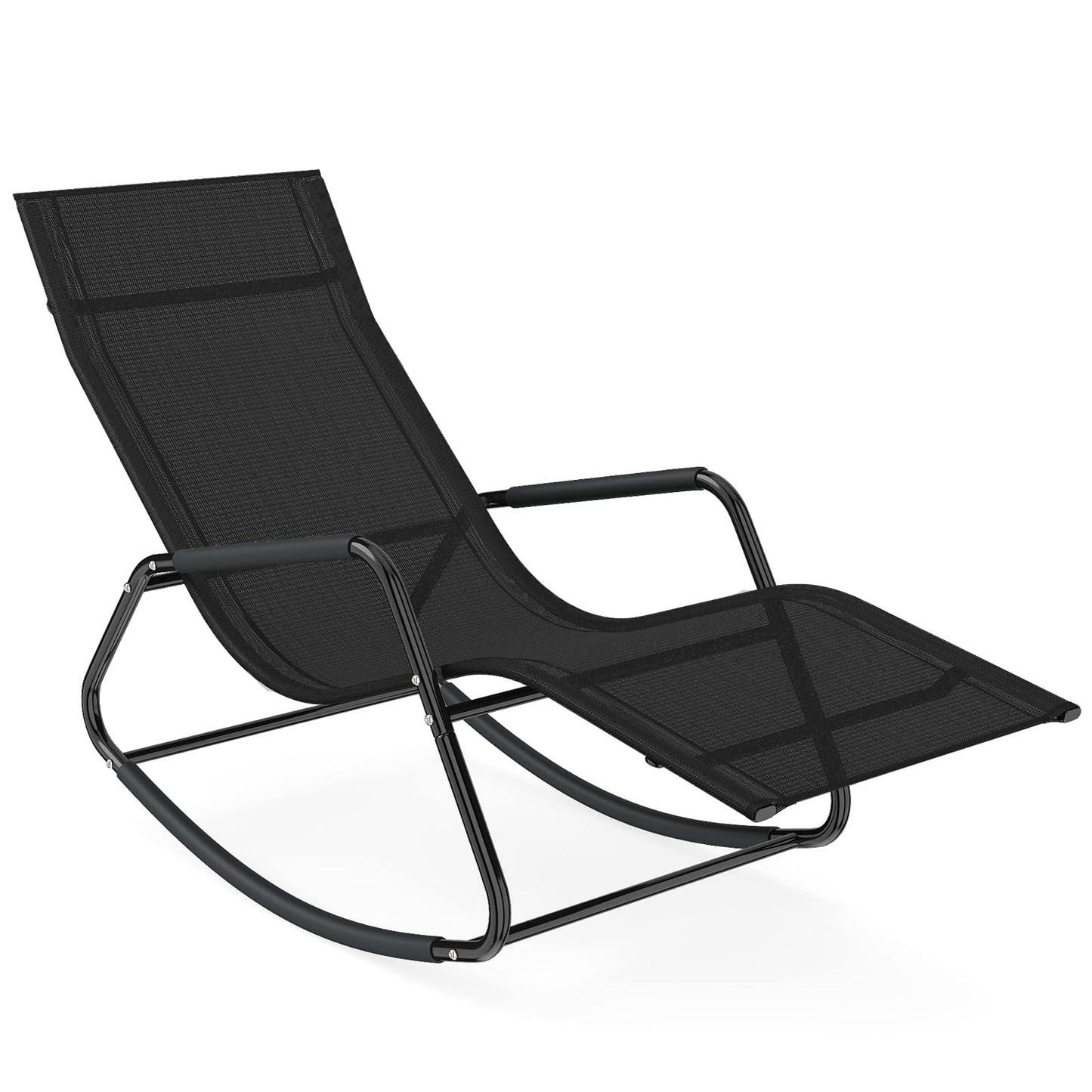 Rocking Sun Lounger, Zero Gravity Recliner Garden Rocking Chair with Armrests