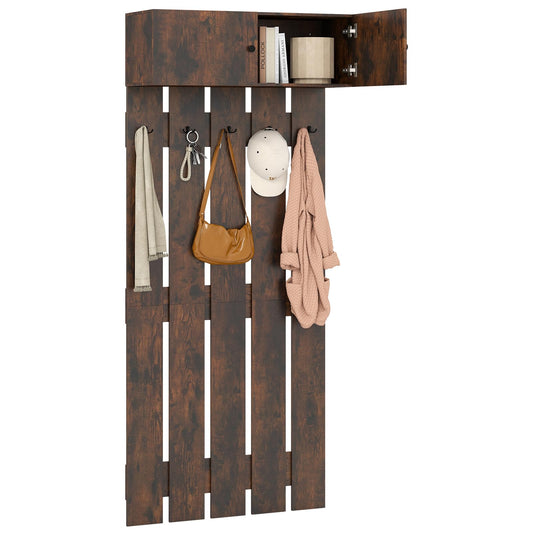 90cm Entryway Wall Mounted Coat Hooks with Shelf 2-Door Cabinet