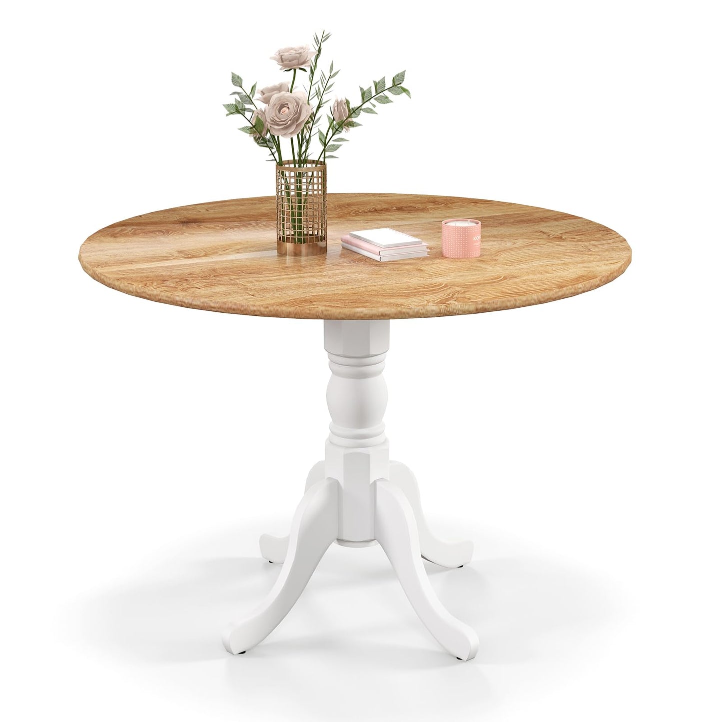 GiantexUK 100CM Rubber Wood Kitchen Table with Large Tabletop