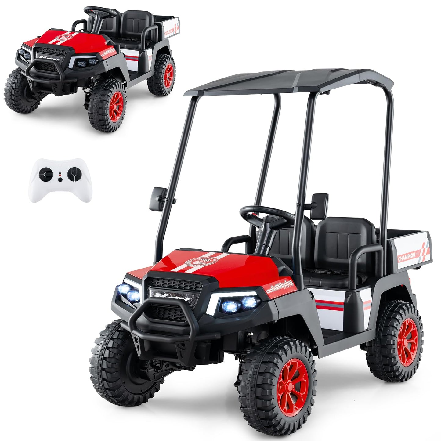 24V Kids Golf Cart 4WD 2 Seater Ride on Car with Dump Bed