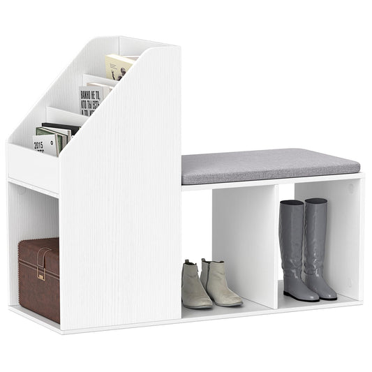 Shoe Storage Bench with 3 Tier Rack and Side Compartments