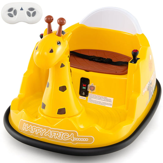 12V Bumper Car Giraffe Toddler 360° Spinning Ride on Toy