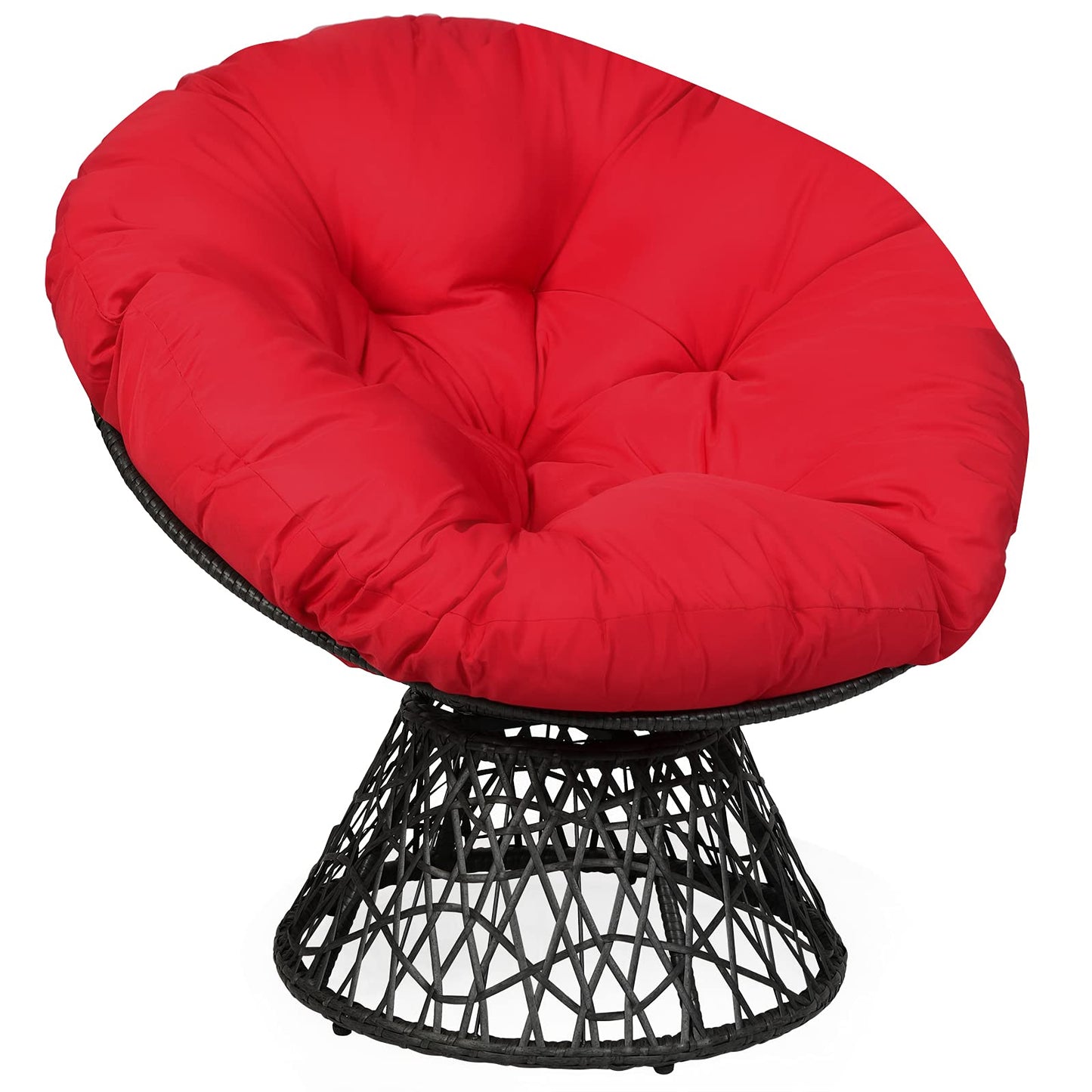 Swivel Rattan Papasan Chair Glider Deep Seat with Cushion