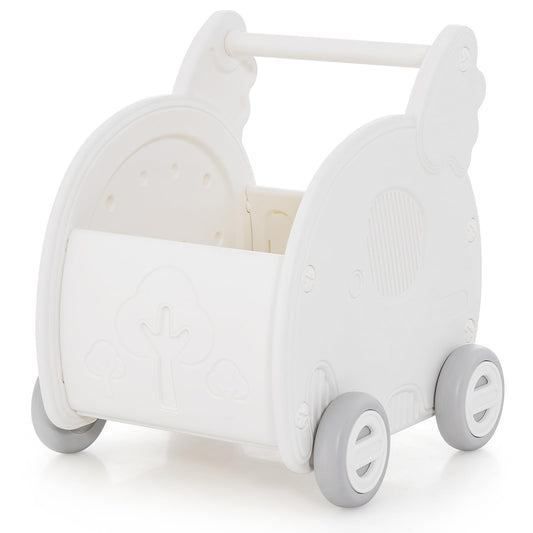 2 in 1 Toddler Push Along Shopping Cart with Storage Chest