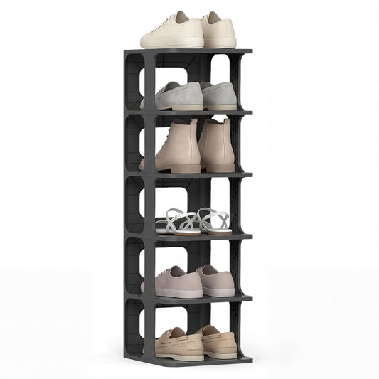 6-Tier Shoe Rack, Stackable Tall Shoe Storage Organizer Vertical Shelf