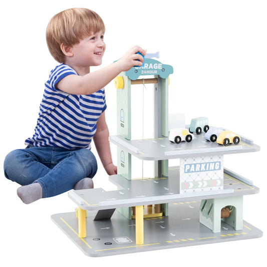 3 Storey Kids Parking Garage with 4 Toy Cars