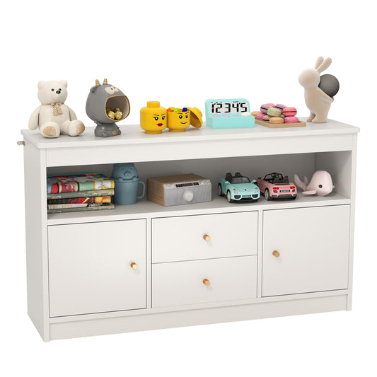 Wooden Kids Toy Children Bookshelf Storage Chest with Open Shelf