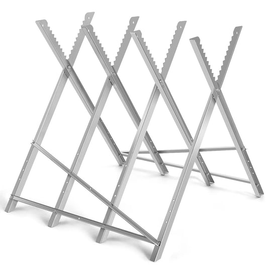 Heavy Duty Foldable Steel Sawhorse with Notched Sawteeth
