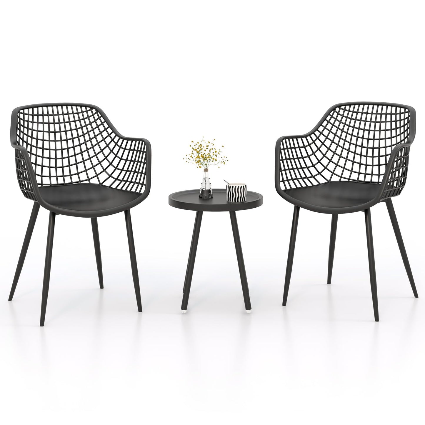 Giantex 3 Piece Patio Bistro Set, Garden Furniture Set with PP Seat and Tabletop