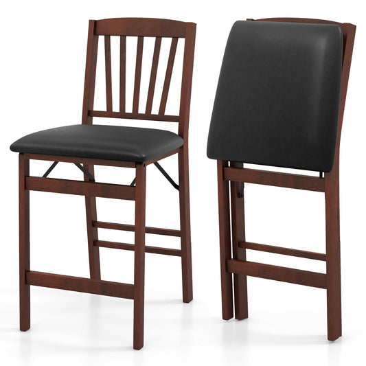 Set of 2 Counter Height Chairs Folding Kitchen Island Stool
