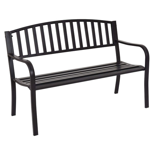 Metal Frame Stripe Pattern 2 Seater Garden Bench