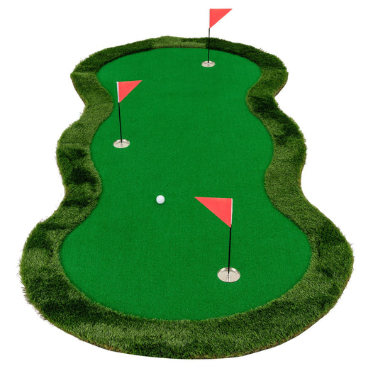 5 x 10 FT Professional Golf Practice Mat Putt Green Carpet with 3 Holes and Balls