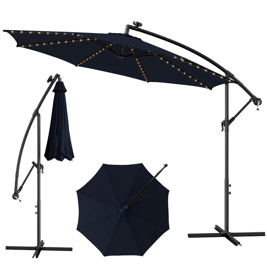 303 CM Solar-Powered Patio Offset Umbrella with 112 LED Lights