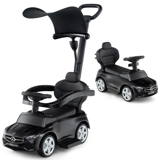 3-in-1 Ride on Push Car with Adjustable Canopy and Steering Push Bar
