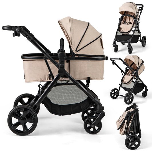 Foldable Travel System Pram with Reversible Seat