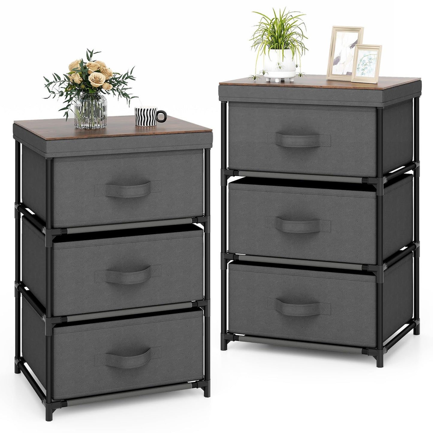 Fabric Storage Organizer Tower Unit with Removable Lid