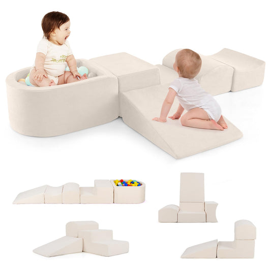 5 Piece Climb and Crawl Playset with Ball Pit for Kids