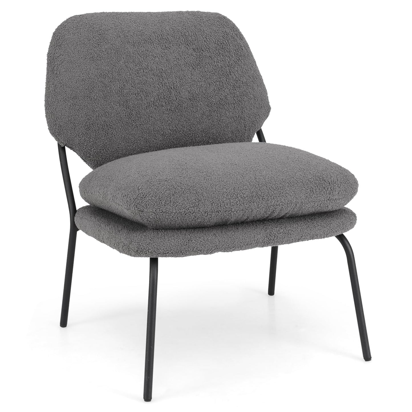Armless Accent Chair Teddy Fleece Fabric Upholstered Leisure Chair