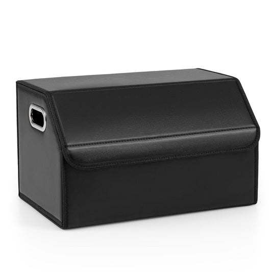 Leather Car Trunk Organizer with Lid Removable Divider and Large Capacity