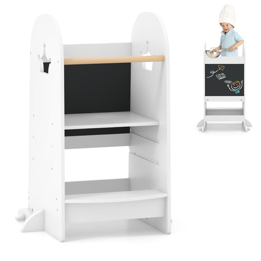 3 Heights Adjustable Kitchen Stand Helper with Double-sided Chalkboard