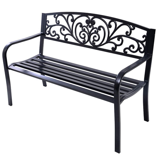 Metal Frame 2 Seater Garden Bench Butterfly Pattern