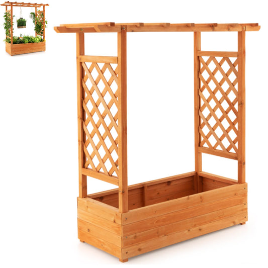 GiantexUK Raised Garden Bed with Arch Trellis (110 x 44 x 113cm)