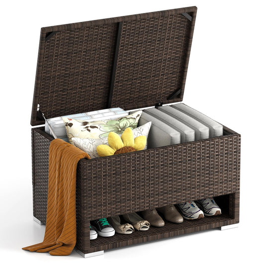 PE Rattan Storage Bin with Waterproof Liner and Shoe Rack