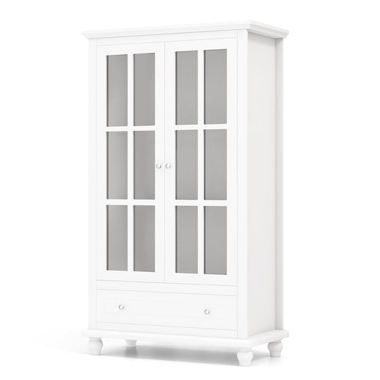 Bookcase Cabinet with Tempered Glass Doors and Adjustable Shelf