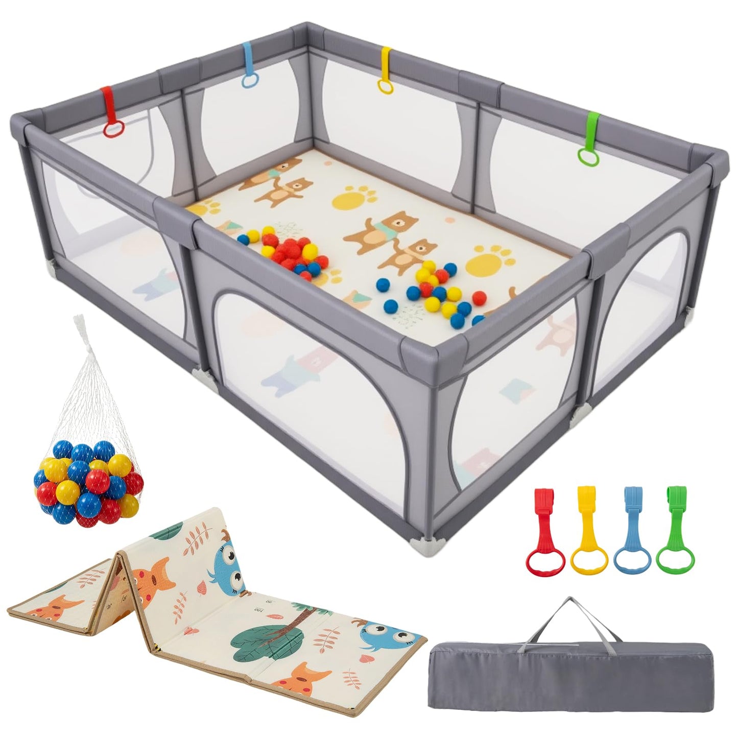 206 x 147cm Extra Large Toddler Fence with Mat