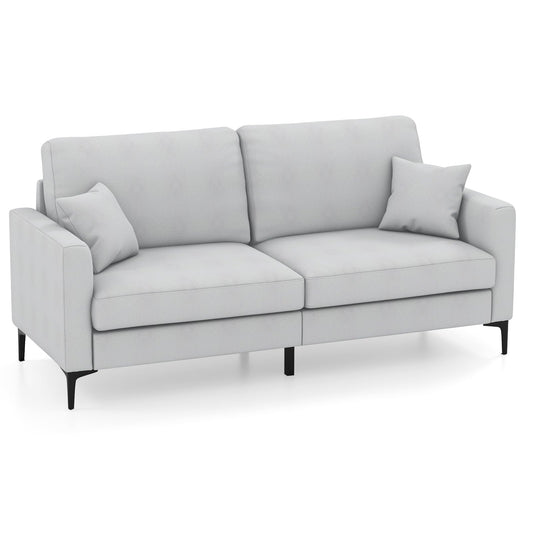 3 Seater Modern Upholstered Corner Sofa Couch with 2 Pillows and 6 Metal Legs