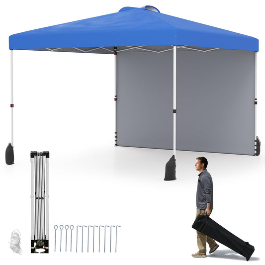 3 x 3 m Pop up Canopy Tent with 1 Sidewall Wheeled Bag