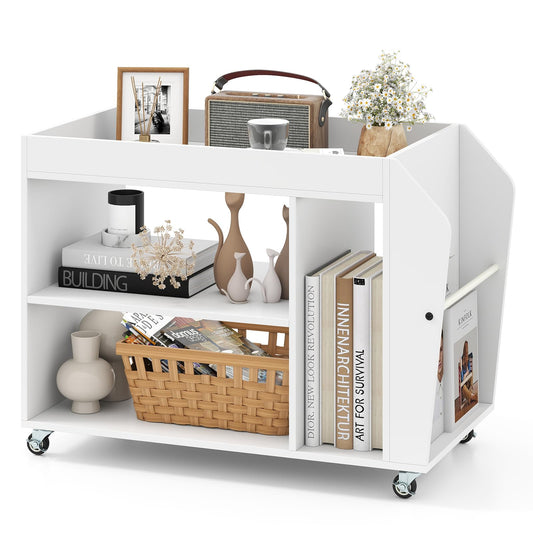 3 Tier Side End Table Rolling Nightstand with Universal Wheels